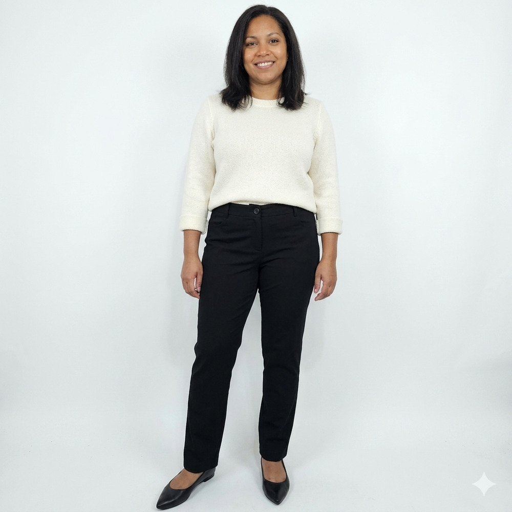 TALBOTS Knit Skinny Ankle Pants Size 12 Black Office Workwear Preppy